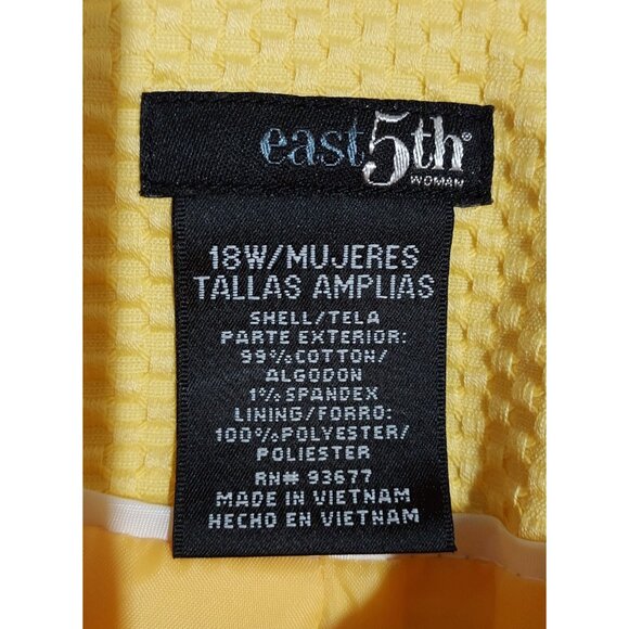 Jacket East 5th Women Yellow Cotton Blazer 18W Summertime 3/4 Sleeves - Picture 5 of 14